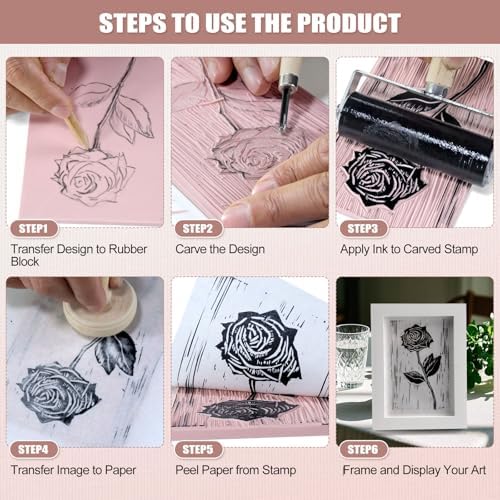 Bobblebro 5 PCS 4"x6" Soft Linoleum Blocks for Printmaking & Stamp Making - Image 5