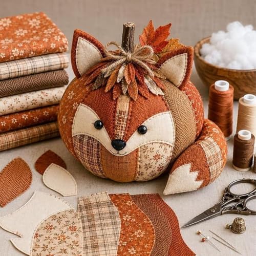 3PCS DIY Animal Pumpkin Sewing Kit - Autumn Fabric Animal Pumpkin Craft Set for Adults Beginners - Thanksgiving Handmade Fall Patchwork Craft Kit for Holiday Decor - Image 4