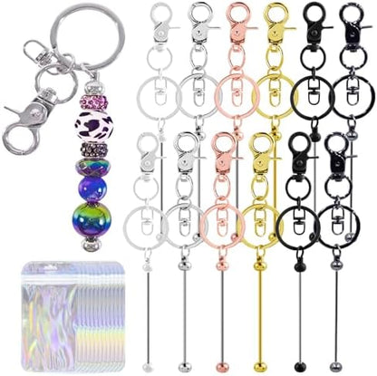 48 Pcs Beadable Keychains Bars bulk - 24 Multicolor DIY Metal Beaded Keychain Making Kit + 24 Bags Included, Bead Keychain Supplies,Blank Key Chain, Perfect for Women, Men, Mother's Day, Birthday Gift by DNLEGULI
