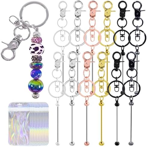 72 Pcs Beadable Keychains Bars bulk - 36 Multicolor DIY Metal Beaded Keychain Making Kit + 36 Bags Included, Bead Keychain Supplies,Blank Key Chain, Perfect for Women, Men, Mother's Day, Birthday Gift by DNLEGULI