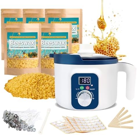 Beeswax Candle Making Kit for Adult with Digital Wax Melting Pot by KQU