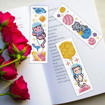 ORIGACH 6 Set Space Cat Cross Stitch Bookmark Kit for Beginner - Image 6