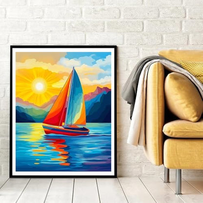 Natuyalo Sailboat Paint by Numbers Kit for Adults - Sunset Landscape Painting by Number on Canvas Without Frame, DIY Acrylic Art Crafts for Ideal Gift Home Wall Decor (16x20 Inch) - Image 3