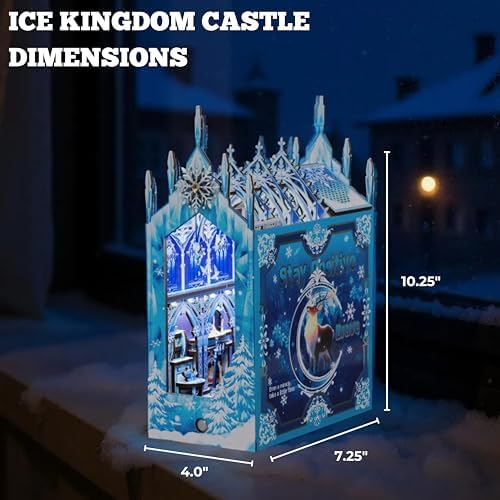 Ice Kingdom Castle Book Nook Kit, Snow World 157-Piece DIY Miniature House, 3D Wooden Puzzle BookNook Kit for Adults, Tiny Home Model Building Kit for Book Lovers & Beginners, Bookshelf Decor - Image 5