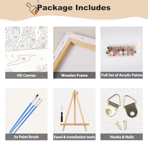 EOBROMD Framed Paint by Numbers Kits for Adults with Wooden Easel, Flowers Book DIY Paint by Numbers Kits for Beginner, Painting on Stretched Canvas, Oil Crafts Home Decor Gift 10x10 Inch - Image 7