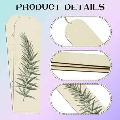 100 PCS Arch Unfinished Wood Bookmarks with 10M Rope - Image 3