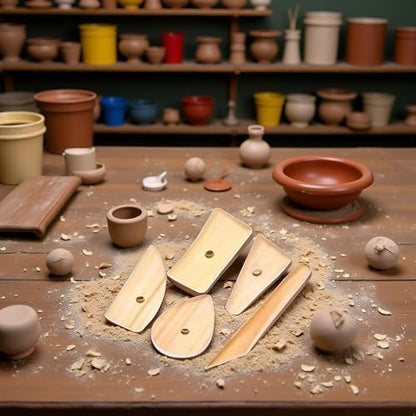 5 Pcs Wooden Pottery Clay Ribs Ceramic Potter Rib Ceramic Clay Sculpting Scrapers Tools Pottery Shaping Trimming Tools Ceramic Pottery Tools - Image 6