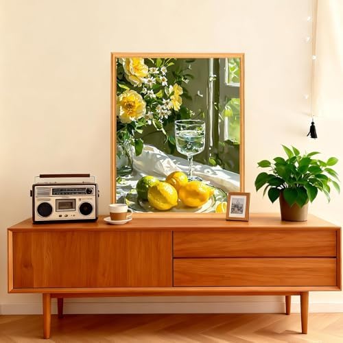 AIRDEA Lemon Paint by Numbers for Adults 16x20in Rose Painting by Number Kits for Beginner Frameless Easy Acrylic Oil Painting on Canvas with Paints and Brushes - Image 2