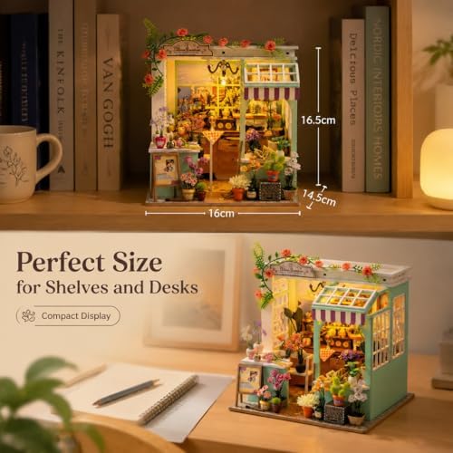 DIY Miniature Flower House Book Nook Kit with LED Light - Image 4