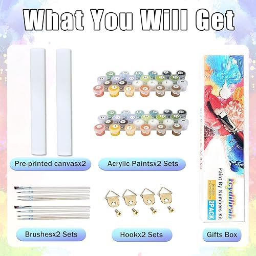 Ycydilirab 2 Pack Paint by Number Adult (with Gifts Box)-Aurora Adult Paint by Number Kits on Canvas,Gifts Home Decor(16x20in) - Image 5