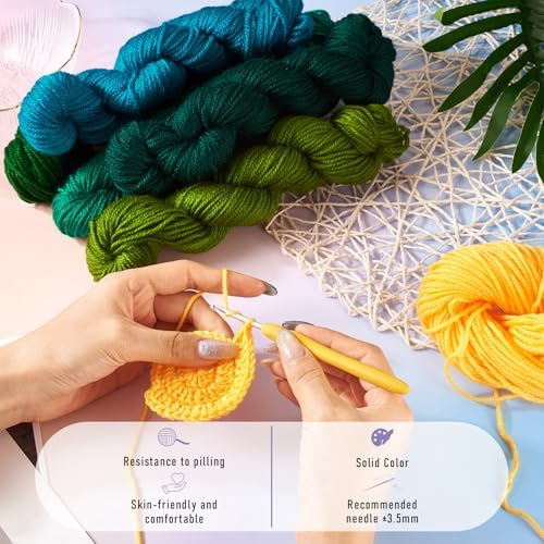 Cheriswelry 5 Skeins Acrylic Fiber Yarn for Weaving Knitting Crochet 2mm Green Theme Soft Craft Sewing Cord Threads Multicolor Skeins Yarn kit for Beginners Adults - Image 5