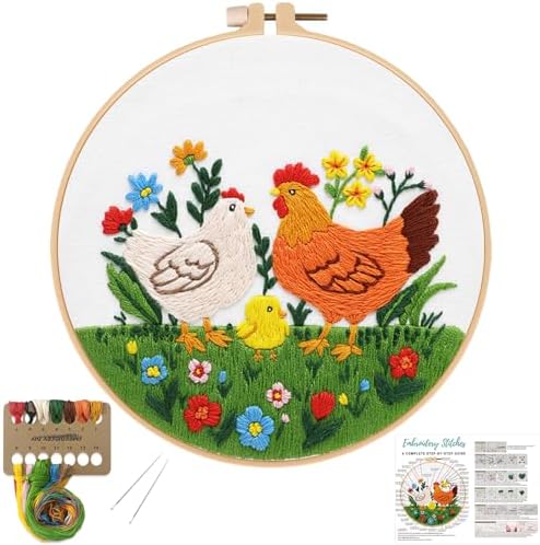 Louise Maelys Chicken Embroidery Kit for Beginners Farmhouse DIY by LouiseMaelys