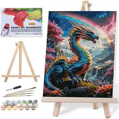 Lovepefe Dragon Paint By Numbers Kit for Adults Beginner with Framed Colourful Dragons Paint By Number Kits Acrylic On Canvas Easy Oil Painting Kit for Gift Home Wall Decor 12x16 Inch by Unknown