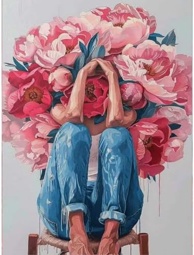 pchmcu Flowers Women Paint by Numbers Kits for Adults - Flowers Adult Paint by Number Kits - DIY Acrylic Oil Painting by Numbers for Home Wall Decor 16 x 20 Inch by PCHMCU