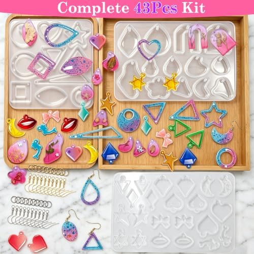 Resin Earring Molds Kit with Holes, 43PCS Silicone Jewelry Making Set - Image 2