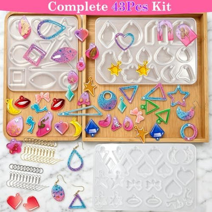Resin Earring Molds Kit with Holes, 43PCS Silicone Jewelry Making Set - Image 2