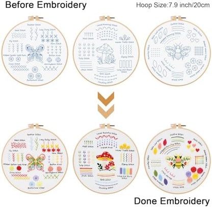 Louise Maelys 3 Pack Embroidery Kit for Beginners Learn Basic Stitches DIY - Image 3