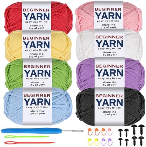 8x50g Beginner Crochet Cotton Yarn for Crocheting Easy-to-See Stitches by WSICSE