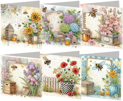 6PCS Flower Diamond Art Painting Greeting Cards Kit with Envelopes - 5D DIY Diamond Art Card Kits for Adults - Handcrafted Postcards for Birthday & Holiday by Unknown