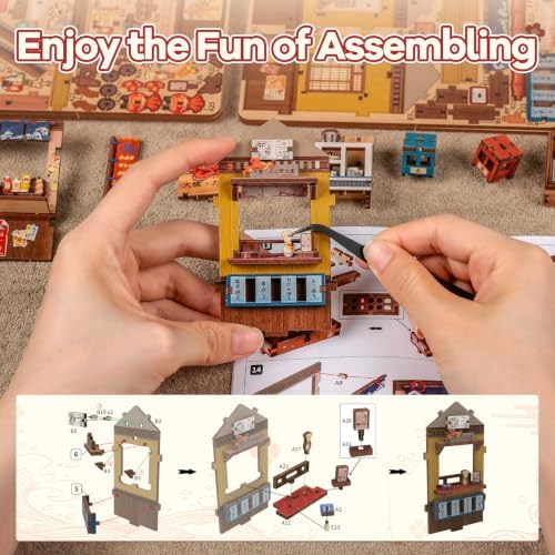 DIY Miniature Dollhouse Kit for Beginners, Mini House Book Nook Kit for Teens, 3D Wooden Puzzle, Japanese Booknook Bookshelf Desktop Home Decor, Tiny Crafts Gift for Adults&Teens, 146 Pieces - Image 5