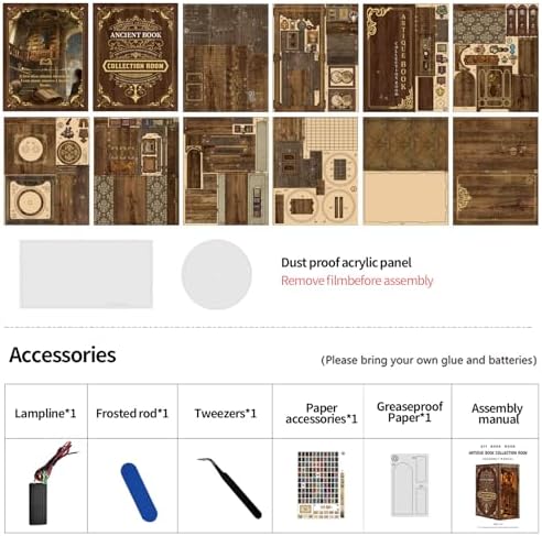 DIY Ancient Library Book Nook Kit, Wooden 3D Puzzle with LED Light, Miniature Bookshelf Model, Cultural Decor for Adults, 411 Pieces (Ancient Library) - Image 6
