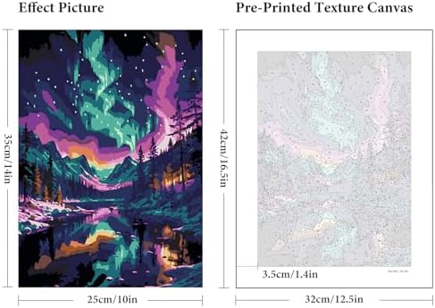 6 Pack Paint by Numbers Kit for Adults Without Frame 10x14 Inch, Aurora - Image 3