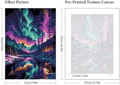 6 Pack Paint by Numbers Kit for Adults Without Frame 10x14 Inch, Aurora - Image 3