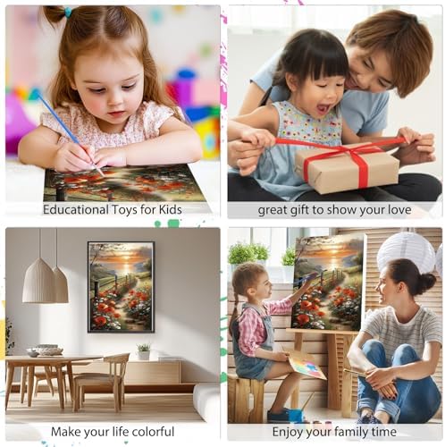 EOBROMD Framed Paint by Numbers Kits for Adults with Wooden Easel, Landscape Seaside DIY Acrylic Paint by Number on Stretched Canvas, Painting Kits Adults Oil by Numbers for Home Decor 10x14 Inch - Image 3