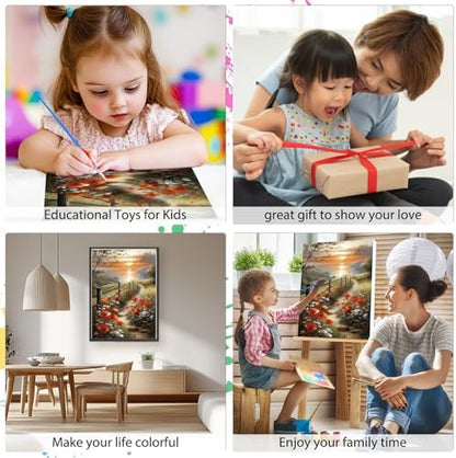 EOBROMD Framed Paint by Numbers Kits for Adults with Wooden Easel, Landscape Seaside DIY Acrylic Paint by Number on Stretched Canvas, Painting Kits Adults Oil by Numbers for Home Decor 10x14 Inch - Image 3