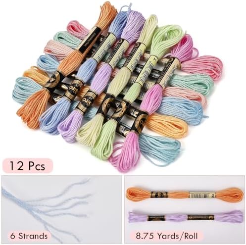 12 Skeins 105 Yards Macaroon Embroidery Floss String for Jewelry - Image 2