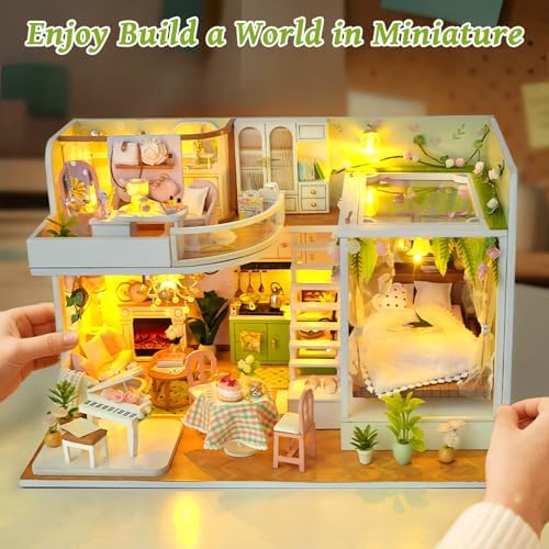 DIY Miniature House Kit, Dollhouse Kit w/Dust Cover Adult, Greenhouse - Image 5