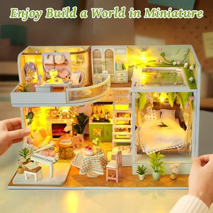 DIY Miniature House Kit, Dollhouse Kit w/Dust Cover Adult, Greenhouse - Image 5