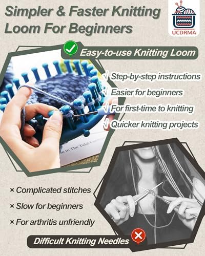 UCDRMA Loom Knitting Kit with Yarn, 23PCS Round Knitting Loom Kit for Beginners Including Instructions and Pom Pom Maker, Easy & Quick Hat Knitting Loom Set/Scarf Loom Knitting Set for Family - Image 4