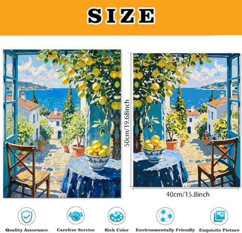 Beach Cute Lemons Paint by Numbers Kit for Adults Beginner (Without Frame) - Image 5
