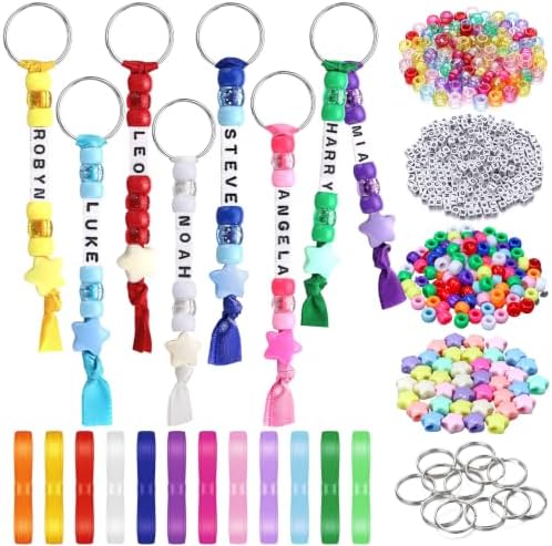 Landical 564 Pcs Cheer Ribbon Keychain Making Kit DIY Name Bead Cheer Craft by Landical