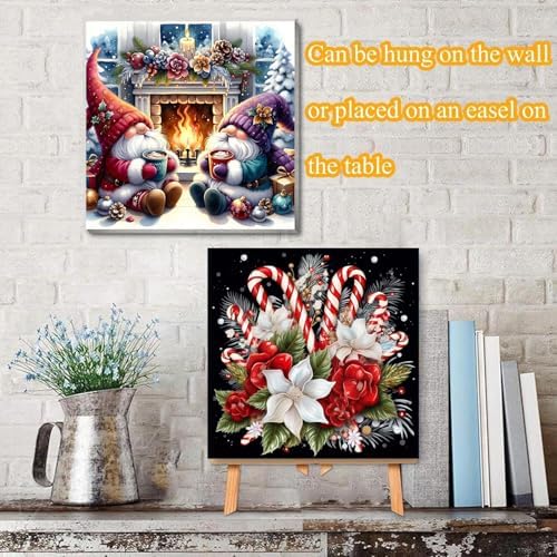 4 Pack Christmas Paint by Numbers Kit for Adults with Framed,Snowman Gnome Candy Cane Paint by Number with Wooden Easel DIY House Truck Christmas Tree Adult Paint by Number Kits for Wall Decor10x10in - Image 3