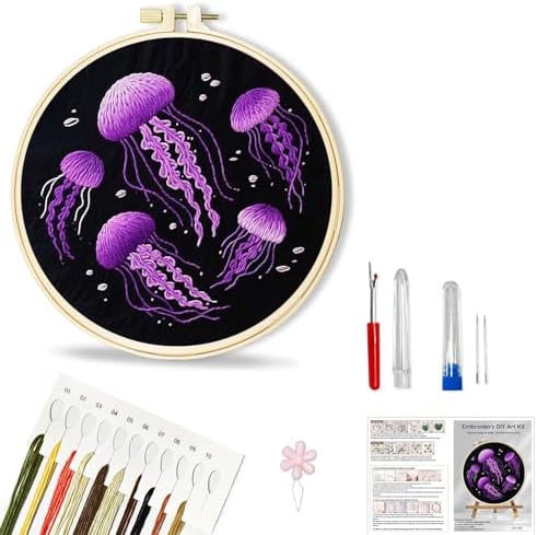 Huacan Embroidery Kit for Beginners,Flower Embroidery Kits for Adult, Needlepoint Kits for Adults with Stamped Patterns by Home