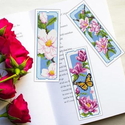 ORIGACH 6 Set Magnolia Cross Stitch Bookmark Kit for Beginner - Image 6