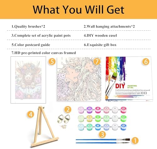 Mowana Cow Paint by Numbers Kit for Adults Beginners Framed, Painting by Numbers for Adults Canvas with Easel for Gift and Home Table Wall Decor 7.8x11.8inch - Image 2