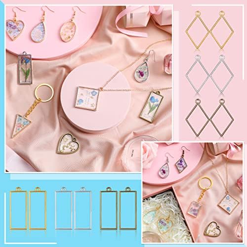Inbagi 180 Pcs Open Bezels for Resin Jewelry, Hollow Frame Pendants Kit - Image 6