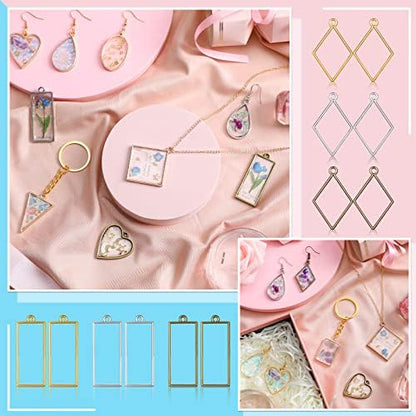 Inbagi 180 Pcs Open Bezels for Resin Jewelry, Hollow Frame Pendants Kit - Image 6