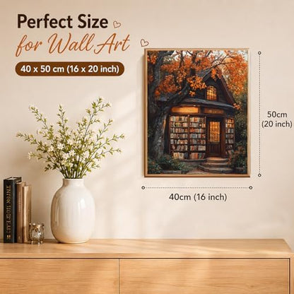 AUKELHJ Paint by Numbers Kit for Adults Beginner, Bookstore, 16X20 Inch - Image 3