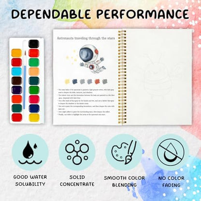 12 Space Patterns Watercolor Set, Planets Astronauts Galaxy Painting Book for Beginners, Fun Family Art Activity Kit, Cosmic DIY Gift for Teenager and Adults, Explore the Universe Workbook - Image 3