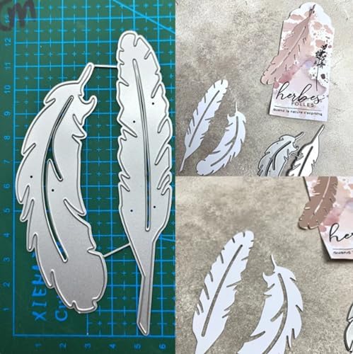 2pcs/Set Feather Frame Metal Die Cuts,Feather Frame Background Wedding Cutting Dies Cut Stencils for DIY Scrapbooking Album Embossing Paper Dies Card Making - Image 5