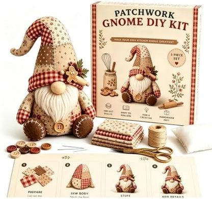 DIY Patchwork Animal Kit,Make Your own Cute Animals; Christmas Elf Patchwork Kit; Suitable for Adults and Beginners as a Sewing Project; Perfect for Home Decor and Gifts (Checkered) by Unknown