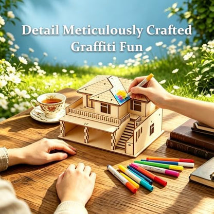 3D Wooden Puzzle for Adults, DIY Miniature Garden Villa Building Two Layer - Image 5