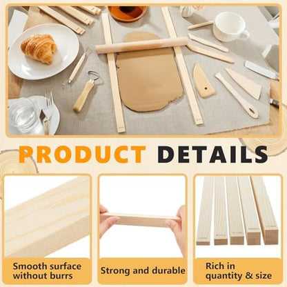 Sasylvia 10 Pcs Clay Pottery Rolling Pin Guides,5 Size Lengthen,Wood Color - Image 3