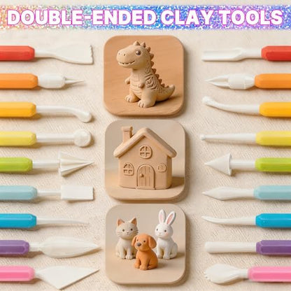 9PCS Air Dry Clay Tools for Kids, Double-Ended Modeling Clay Tools, Polymer Tools Kit for DIY Moulding Project, Pottery Wheel, Crafting Supplies, Pros, Beginners, Adults - Image 3