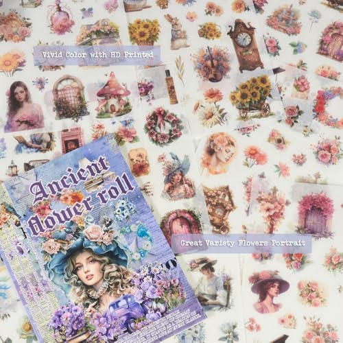 Large 24 Sheets Pre-Cut Scrapbook Sticker Book for Junk Journal Supplies, Washi Journal Stickers for Journaling, Collage Materials, Scrapbooking, Planner, Bujo, Arts Craft - Image 3