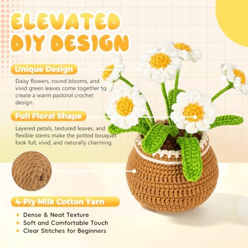 Crochet Kit for Beginners, Crochet Plant Kit,Knitting Kit(Little Daisy) - Image 7